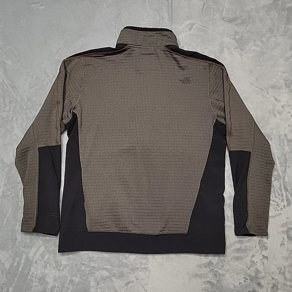 The North Face Jacket Mens Large Brown Grid Fleece Full Zip technical Hiking